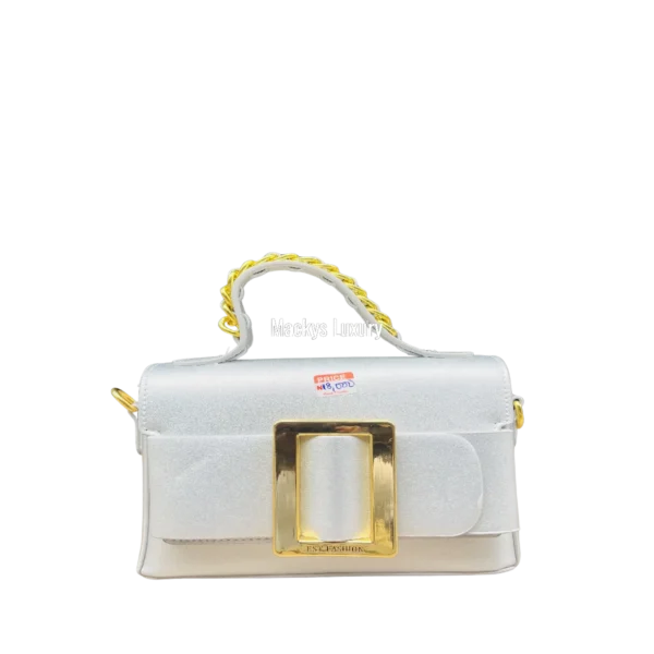 IMG_2464 Structured Crossbody Bag with Gold Buckle & Chain Handle