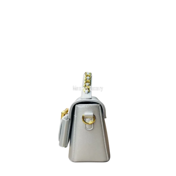 IMG_2467 Structured Crossbody Bag with Gold Buckle & Chain Handle