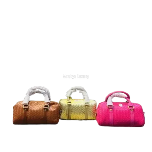 Woven Braided Boston Bag with Padded Pillow Handles