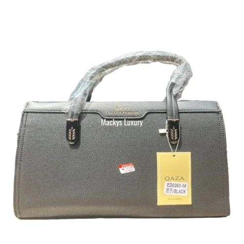 IMG_2749 QAZA Classic Structured Office Tote Bag – Black