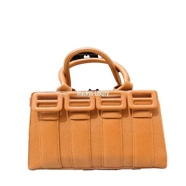 IMG_2838 Elegant Buckle Accent Structured Top Handle Handbag