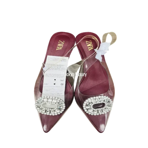 IMG_3009 Clear PVC Pointed-Toe Heels with Crystal Brooch Detail