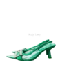 Emerald Green Transparent Slingback Pointed-Toe Heels with Crystal Buckle