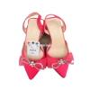 Satin Pointed-Toe Heels with Crystal Bow-Knot & Tulle Accent