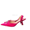 Satin Pointed-Toe Heels with Crystal Bow-Knot & Tulle Accent