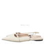 IMG_3101 Cream Pointed-Toe Slingback Flats with Buckle Strap