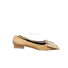 IMG_3131 Camel Suede Square-Toe Flats with Statement Buckle
