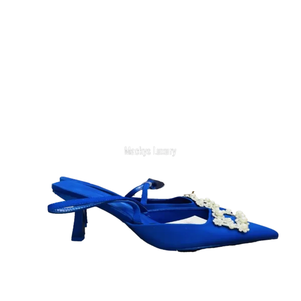 IMG_3199 Satin Pointed-Toe Slingback Heels with Pearl & Crystal Buckle