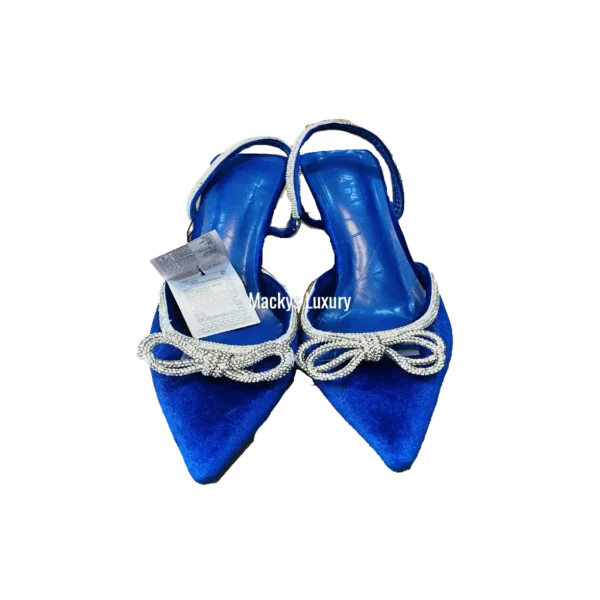 IMG_3233 Velvet Pointed-Toe Slingback Heels with Crystal Bow